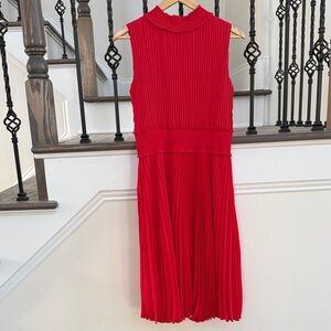 Nanette Lepore Vibrant Red Pleated Midi Dress